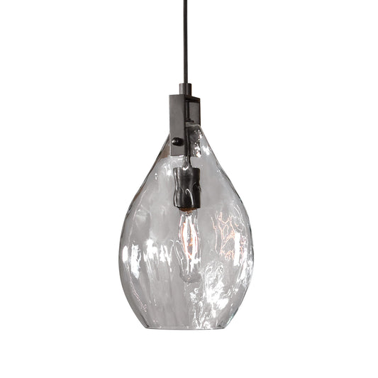 Campester - 1 Light Watered Glass Mini Pendant - Pearl Silver