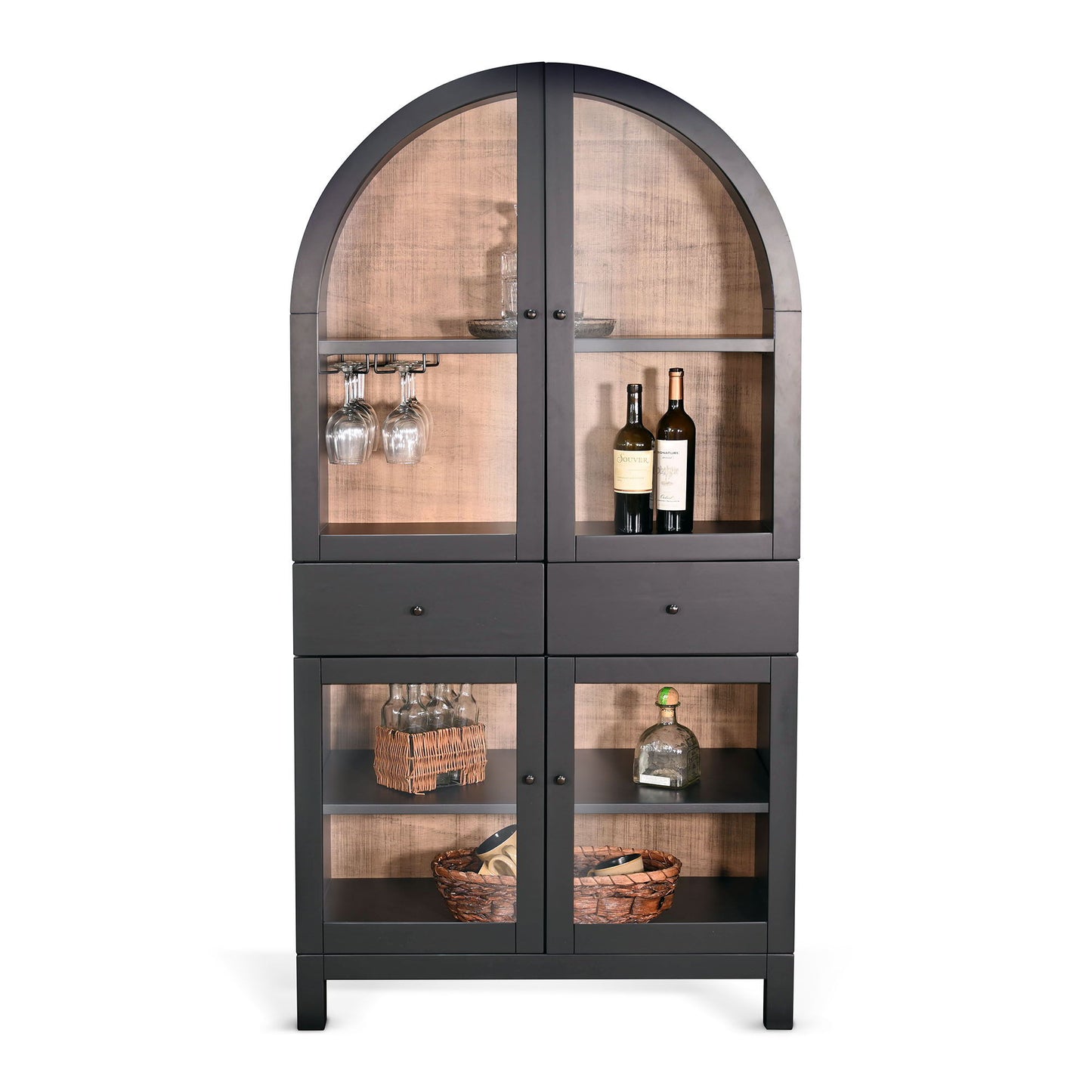 Arched Wine Bar Cabinet - Black Magic