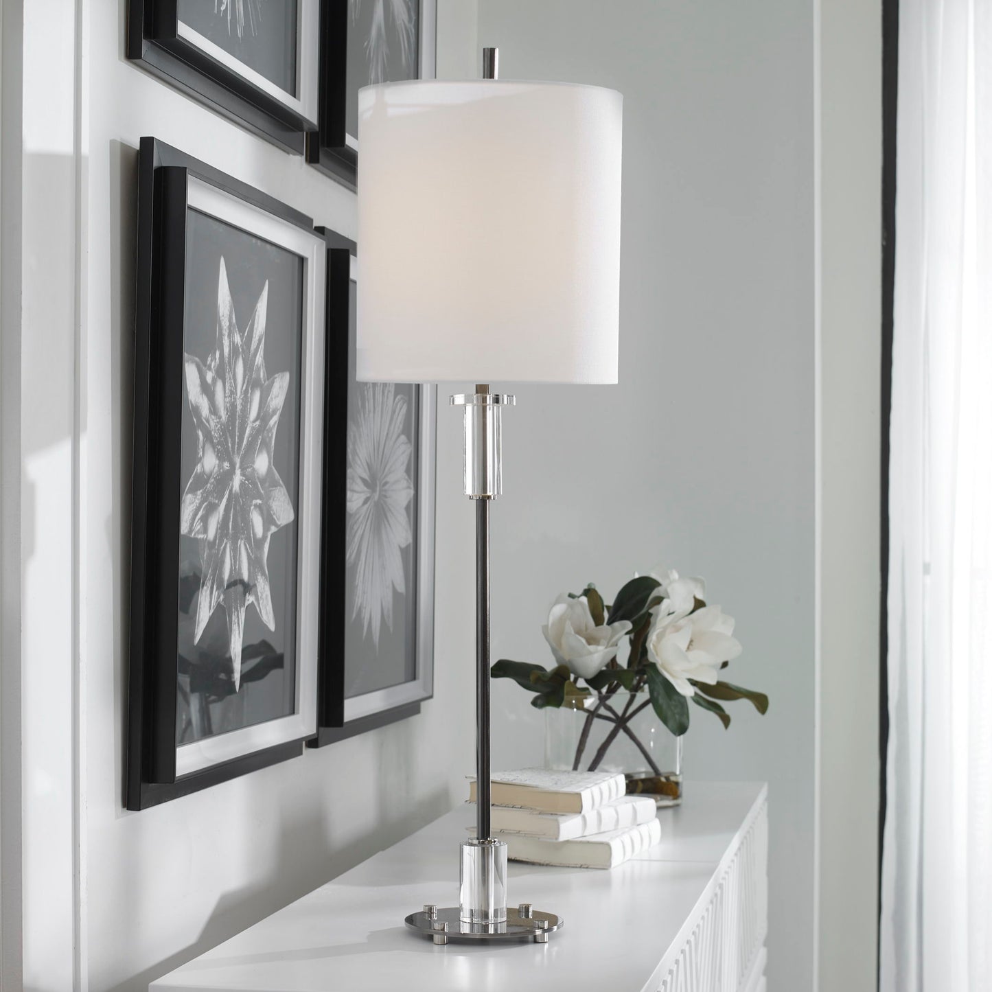 Aurelia - Steel Buffet Lamp - Pearl Silver