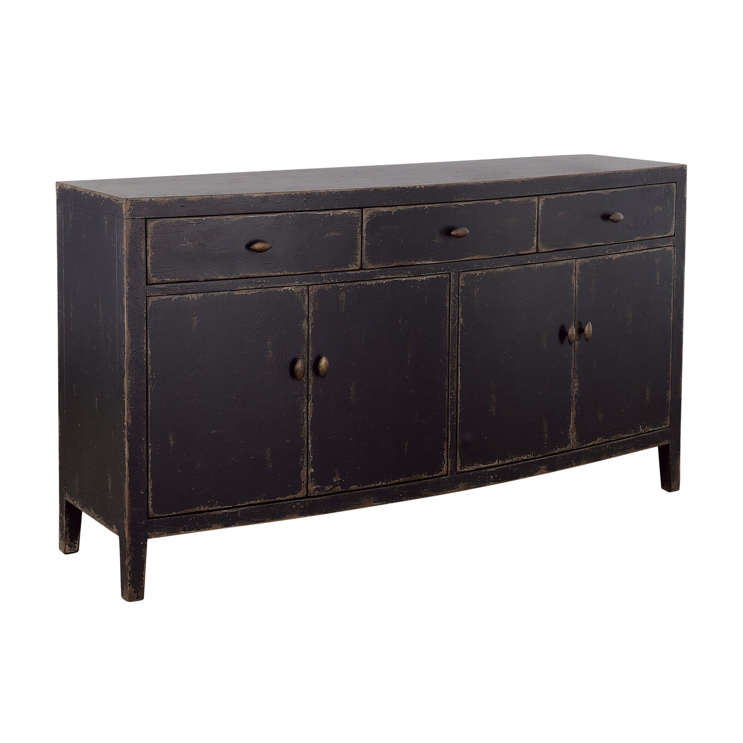 Gibson - Four Door Three Drawer Credenza - Coal / Brown