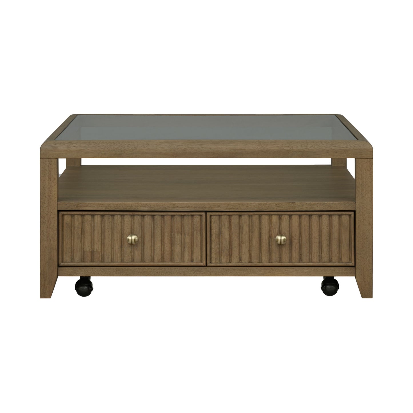 Reed - Square Coffee Table With Casters - Driftwood Oak