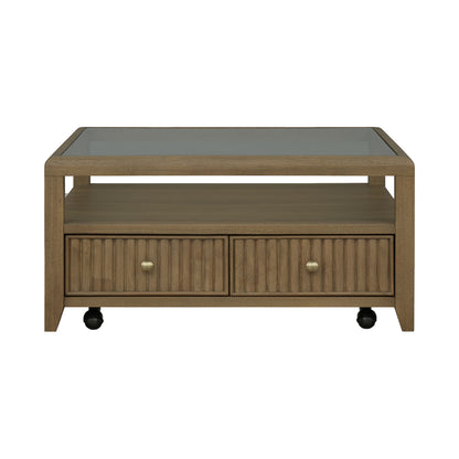 Reed - Square Coffee Table With Casters - Driftwood Oak