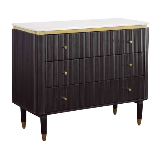 Carlyle - Three Drawer Chest - Black / Gold