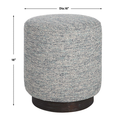 Avila - Tweed Round Ottoman - Silver