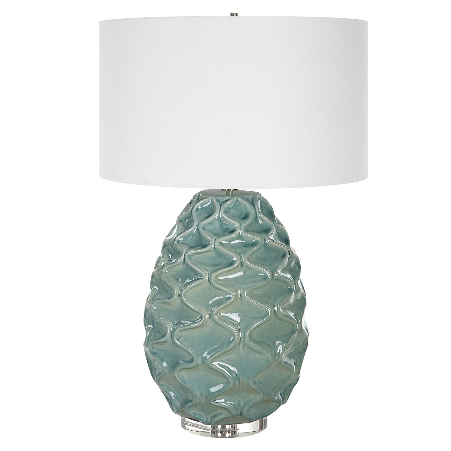 Laced Up - Sea Foam Glass Table Lamp