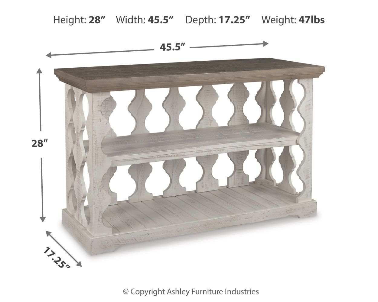 Havalance - Console Sofa Table - Gray / White