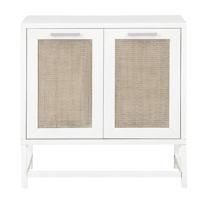 Hawthorne - Two Door Cabinet - White / Rattan