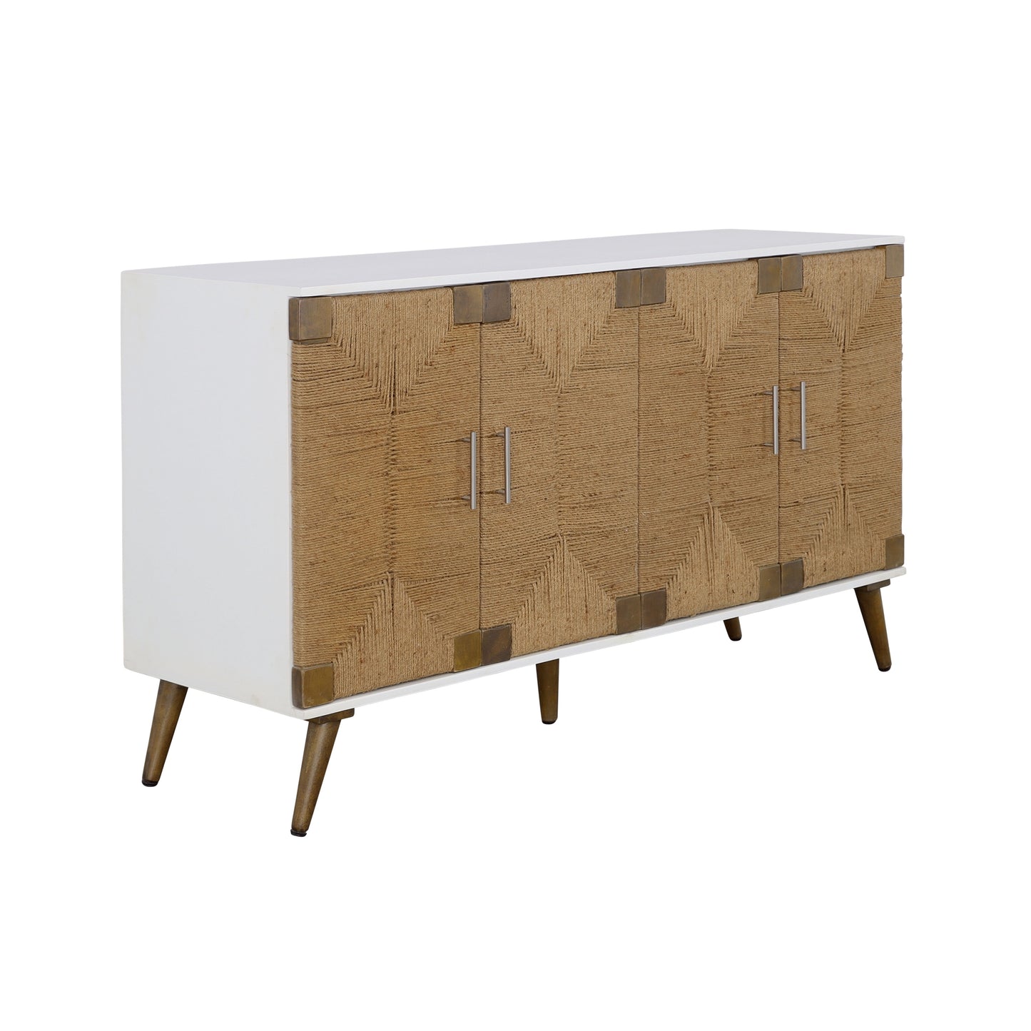 Egret - Four Door Credenza - White / Jute