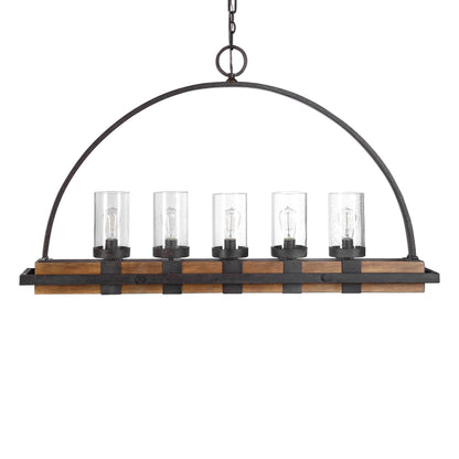 Atwood - 5 Light Rustic Linear Chandelier - Light Brown