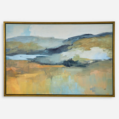 Folded Hills - Framed Landscape Art - Yellow