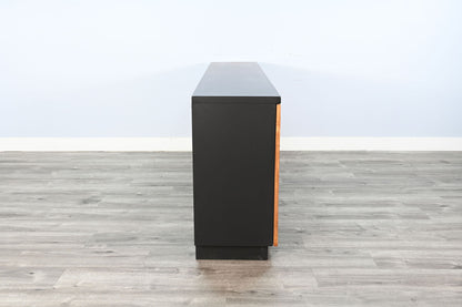 78" Media Console With Electric Fireplace - Black Magic / Rustic Acacia