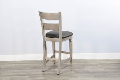 Alpine - Bar Ladderback Barstool, Cushion Seat (Set of 2) - Gray