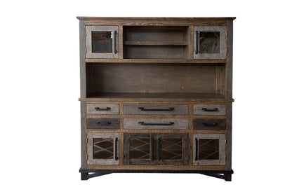 Loft Brown - Buffet And Hutch With 6 Drawers / 6 Doors - Two Tone Gray / Brown