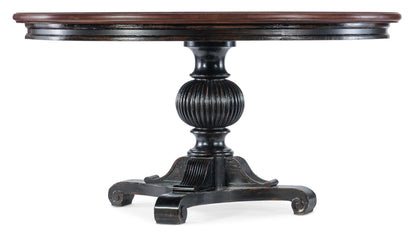 Charleston - Round Pedestal Dining Table With 1-20in leaf - Dark Brown