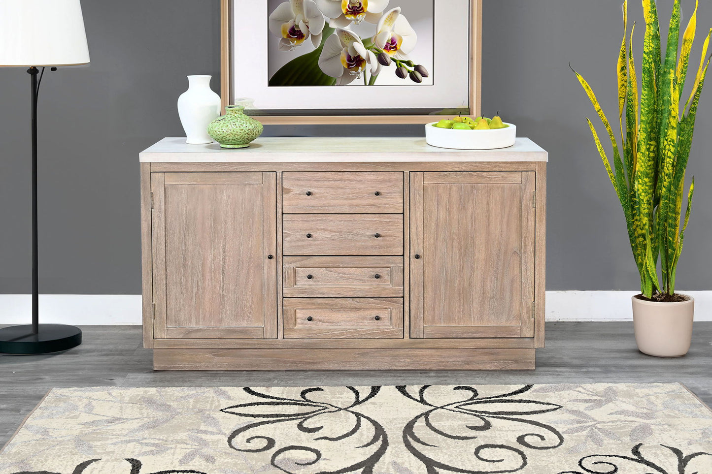 Rowan - Buffet - Light Gray / Wheat