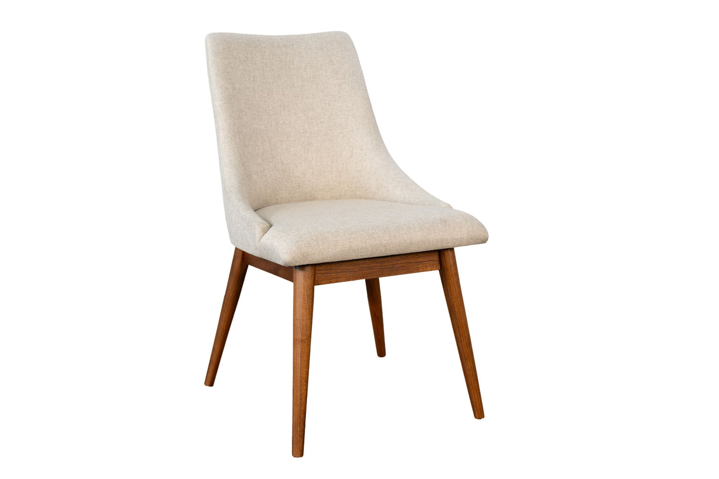 Mid-Century Modern - Upholstered Dining Chair With Curved Backrest And Wooden Legs (Set of 2) - Cinnamon