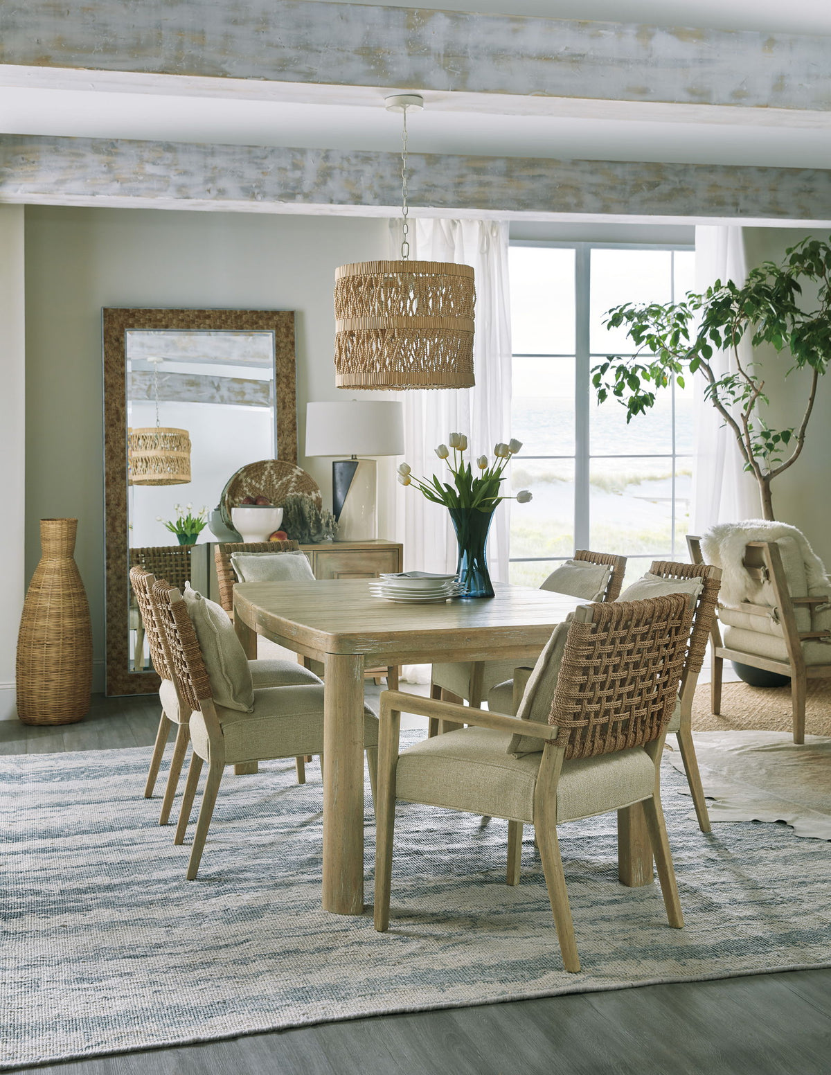 Surfrider - Woven Back Arm Chair (Set of 2) - Beige / Light Brown