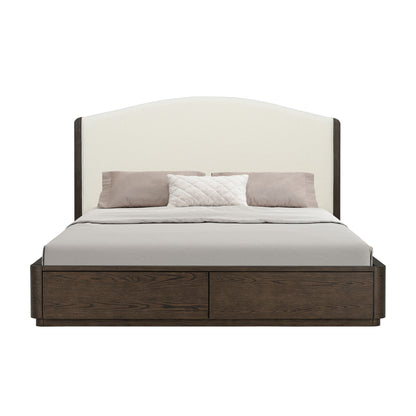 Athens - King Upholstered Storage Bed - Dark Brown