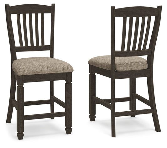 Tyler Creek - Upholstered Barstool (Set of 2) - Black / Grayish Brown