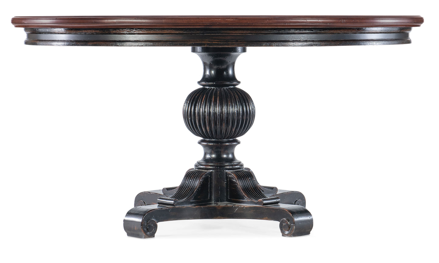 Charleston - Round Pedestal Dining Table With 1-20in leaf - Dark Brown