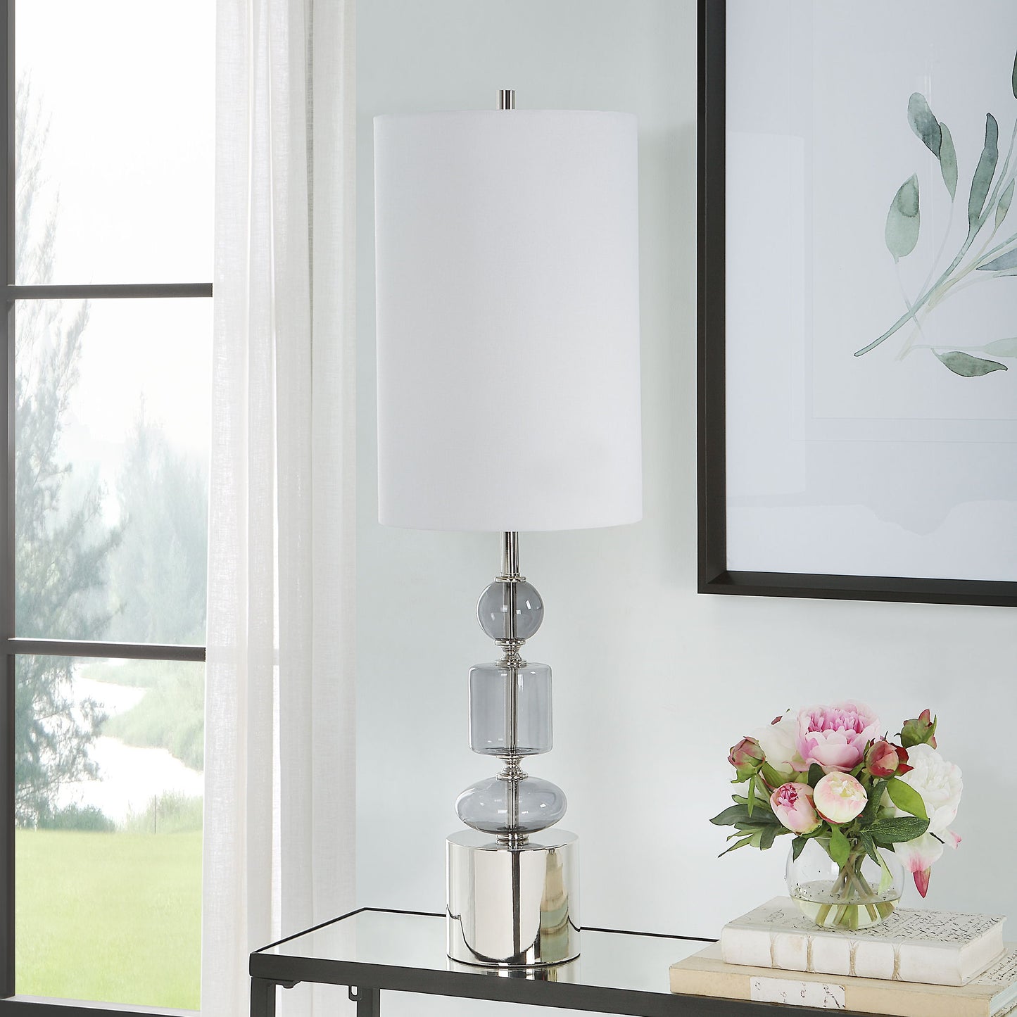 Stratus - Gray Glass Buffet Lamp