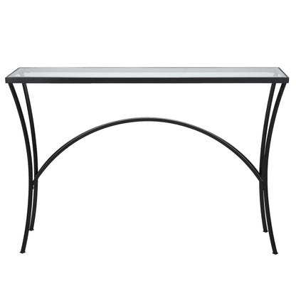 Alayna - Metal & Glass Console Table - Black