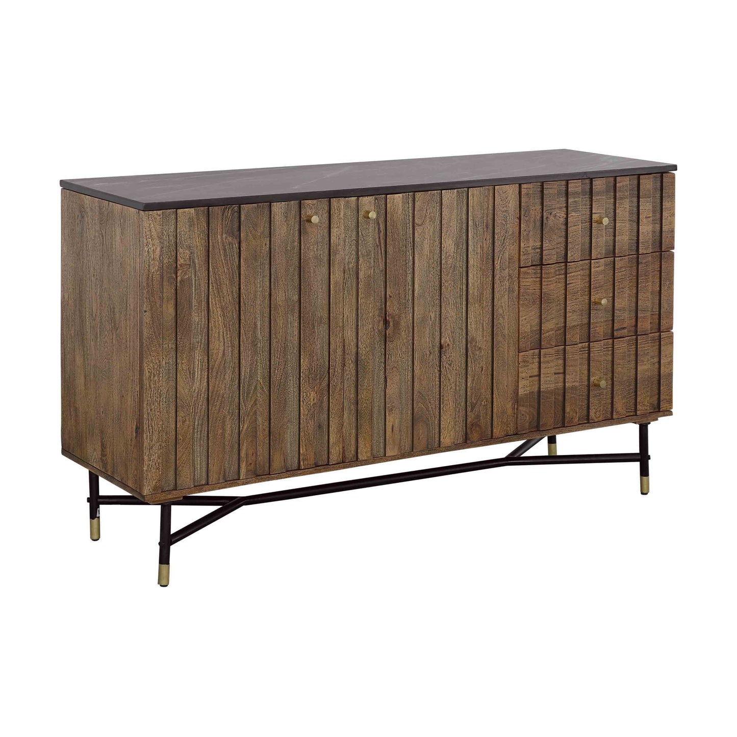 Stonington - Two Door Three Drawer Credenza - Brown / Black