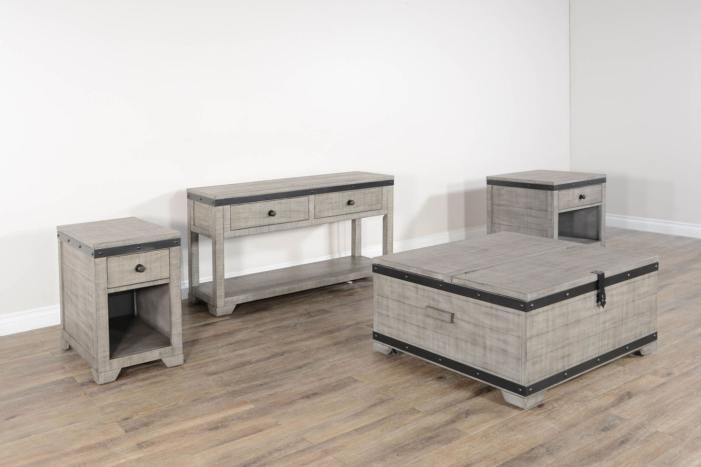 Alpine - Mahogany Wood Coffee Table With Lift Top And Casters - Gray