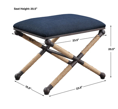 Firth - Small Fabric Bench - Navy