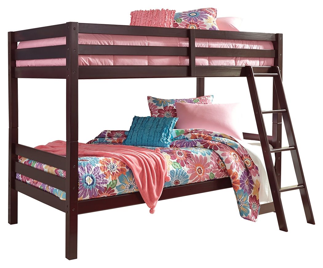 Halanton - Dark Brown - Twin/twin Bunk Bed W/Ladder