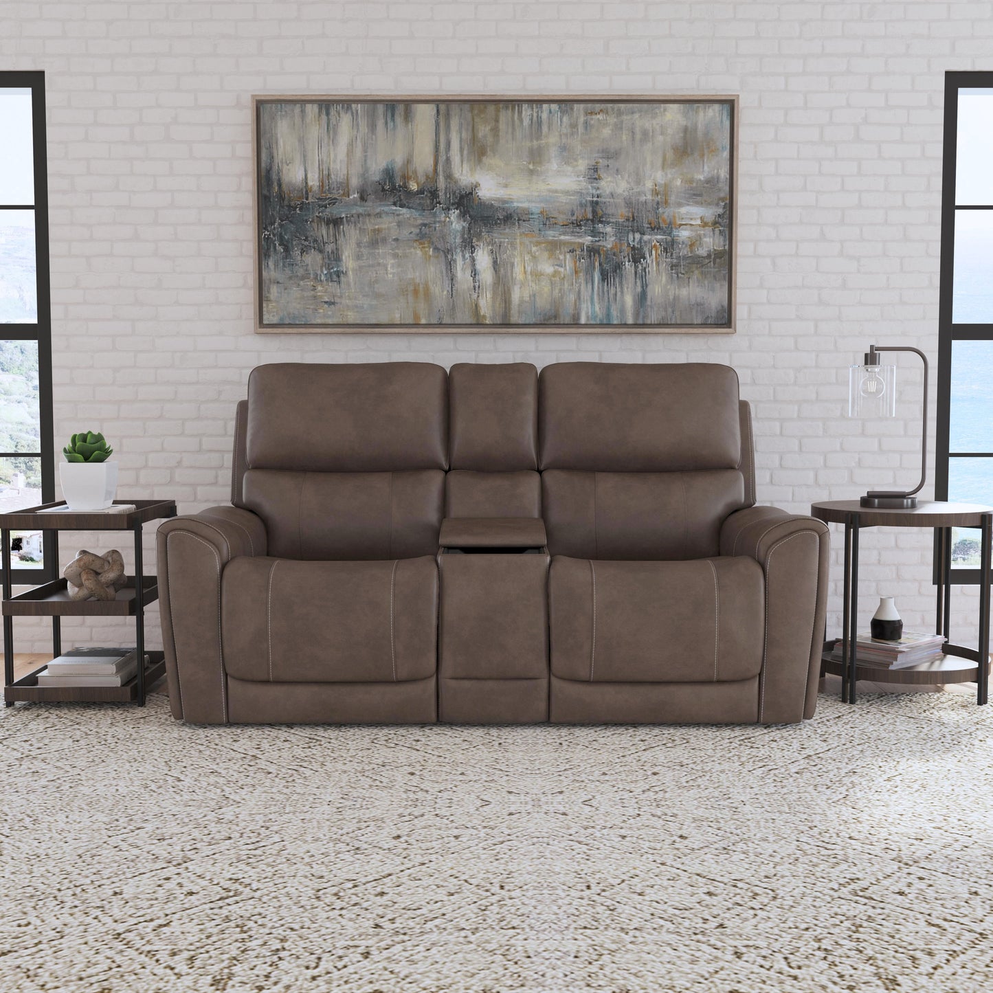 Carter - Power Reclining Loveseat With Console & Power Headrests & Lumbar - Cappuccino