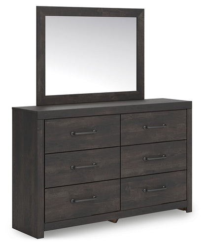 Hollivern - 4 Pc. - Twin Panel Storage Bed, Dresser, Mirror And Chest - Dark Gray