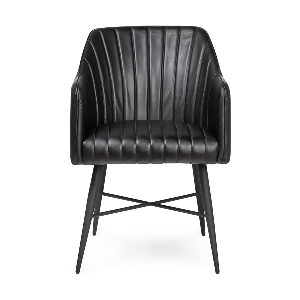 Leon - Leather Dining Chair - Jet Black