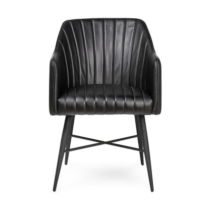 Leon - Leather Dining Chair - Jet Black