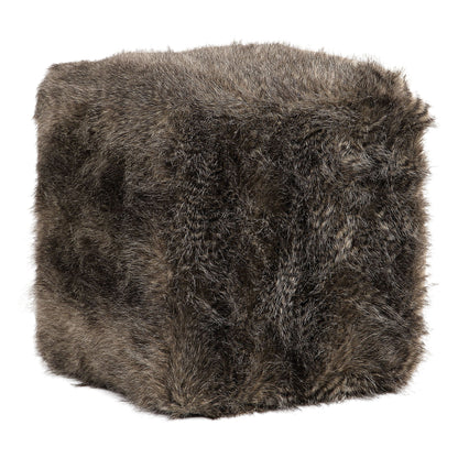 Jayna - Fur Ottoman - Dark Brown