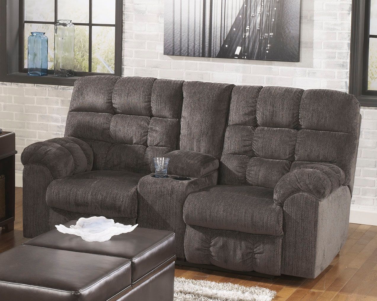 Acieona - Slate - Dbl Rec Loveseat W/Console