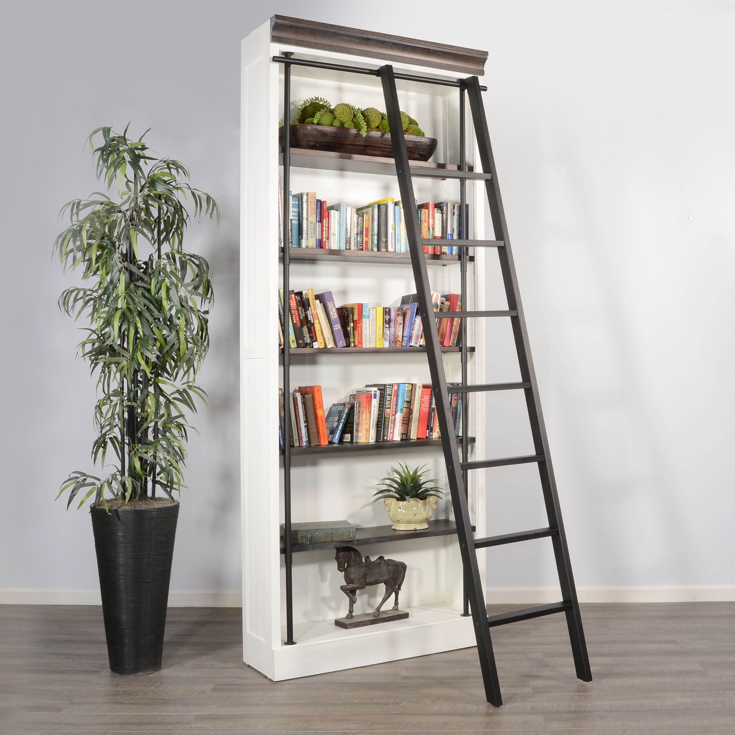 Modern bookshelf with ladder sales