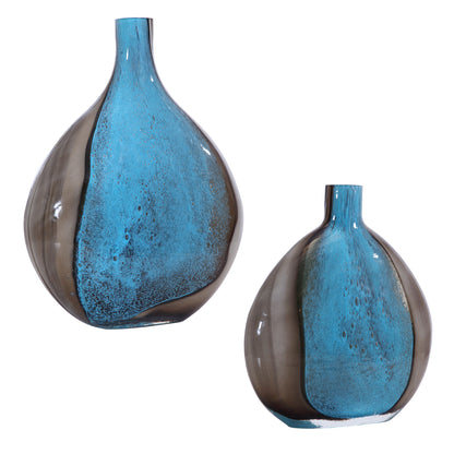 Adrie - Art Glass Vases (Set of 2) - Black & Blue