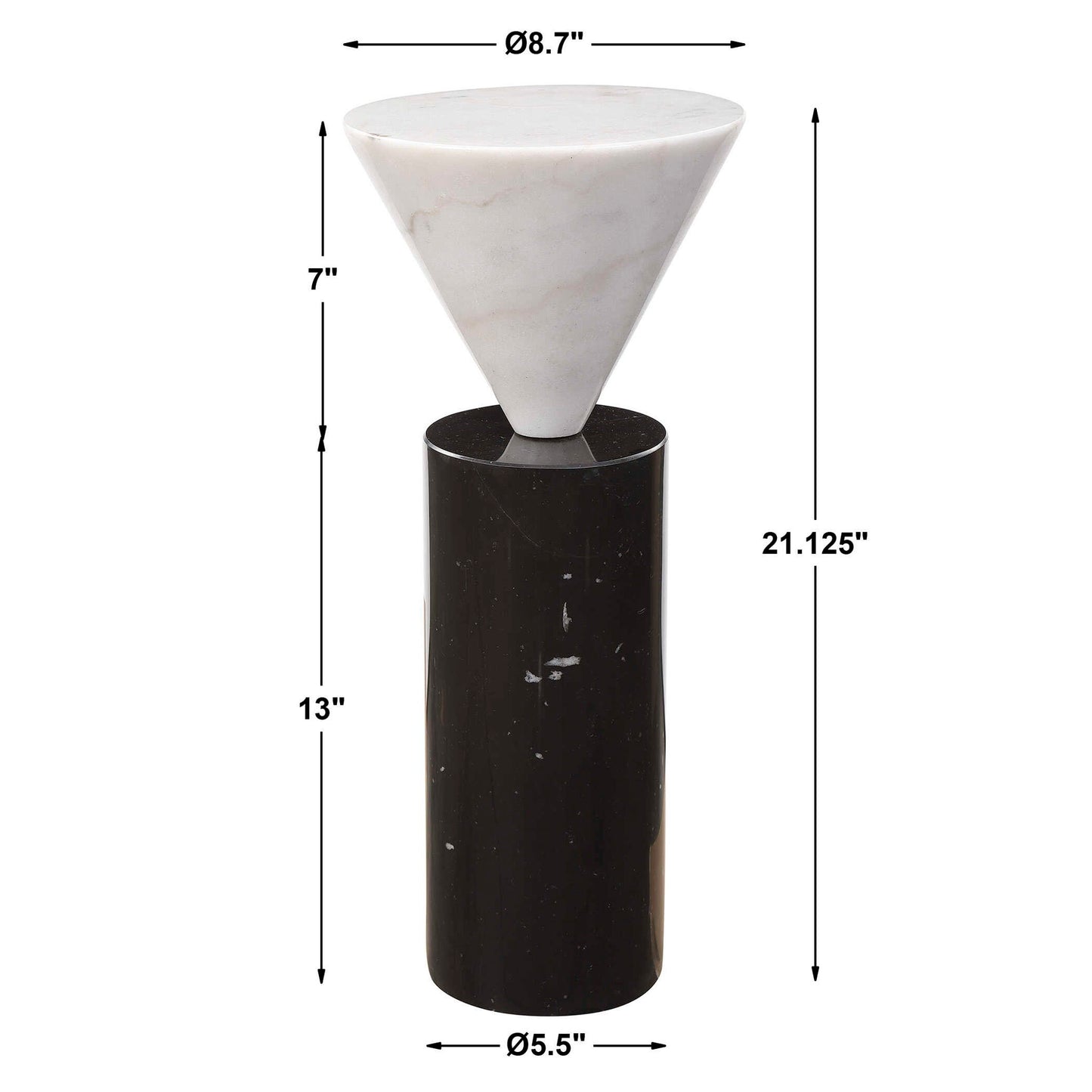 Top Hat - Marble Drink Table - White & Black