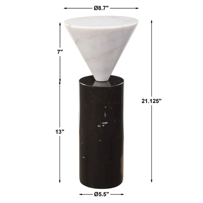 Top Hat - Marble Drink Table - White & Black