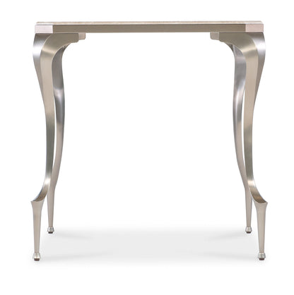 Bella Donna - Rectangle Stone Top End Table - Pearl Silver