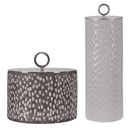 Cyprien - Ceramic Containers (Set of 2) - Pearl Silver