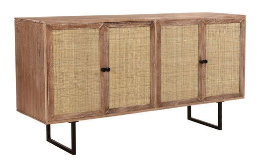 Torrence - Four Door Credenza - Capris Light Brown / Cane