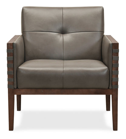 CC - Carverdale Leather Club Chair With Wood Frame