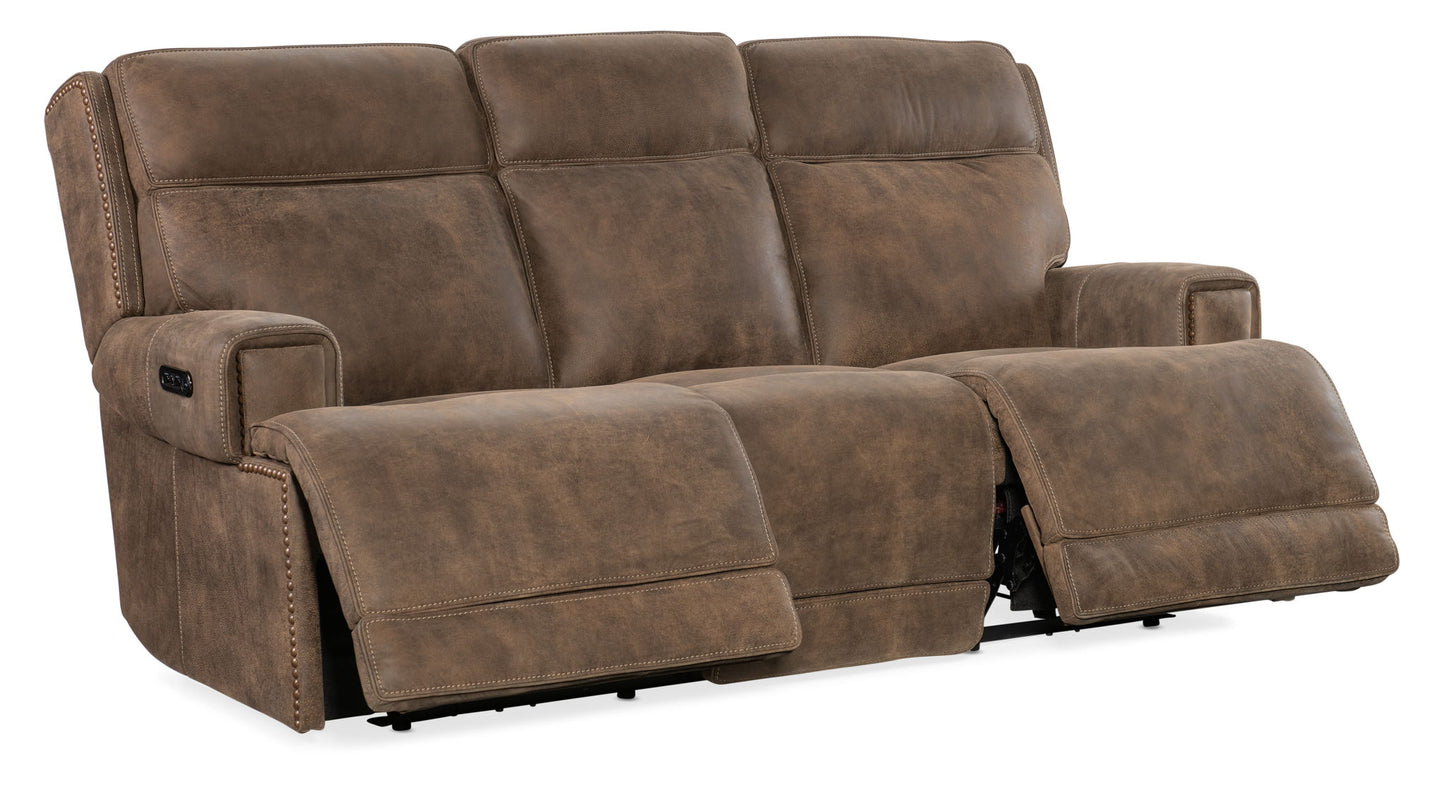 MS - Wheeler Power Sofa With Power Headrest - Dark Brown