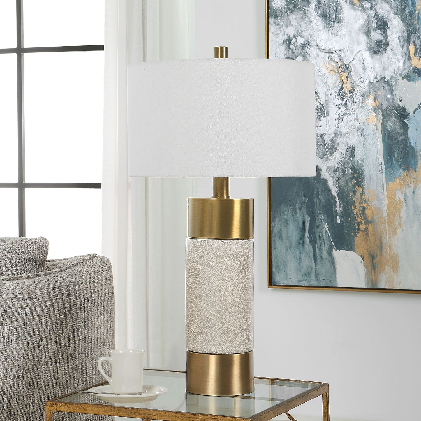 Adelia - Ivory & Brass Table Lamp