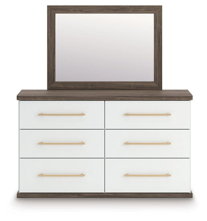 Kendanport - 4 Pc. - King Platform Bed, Dresser, Mirror And Nightstand - Brown / White