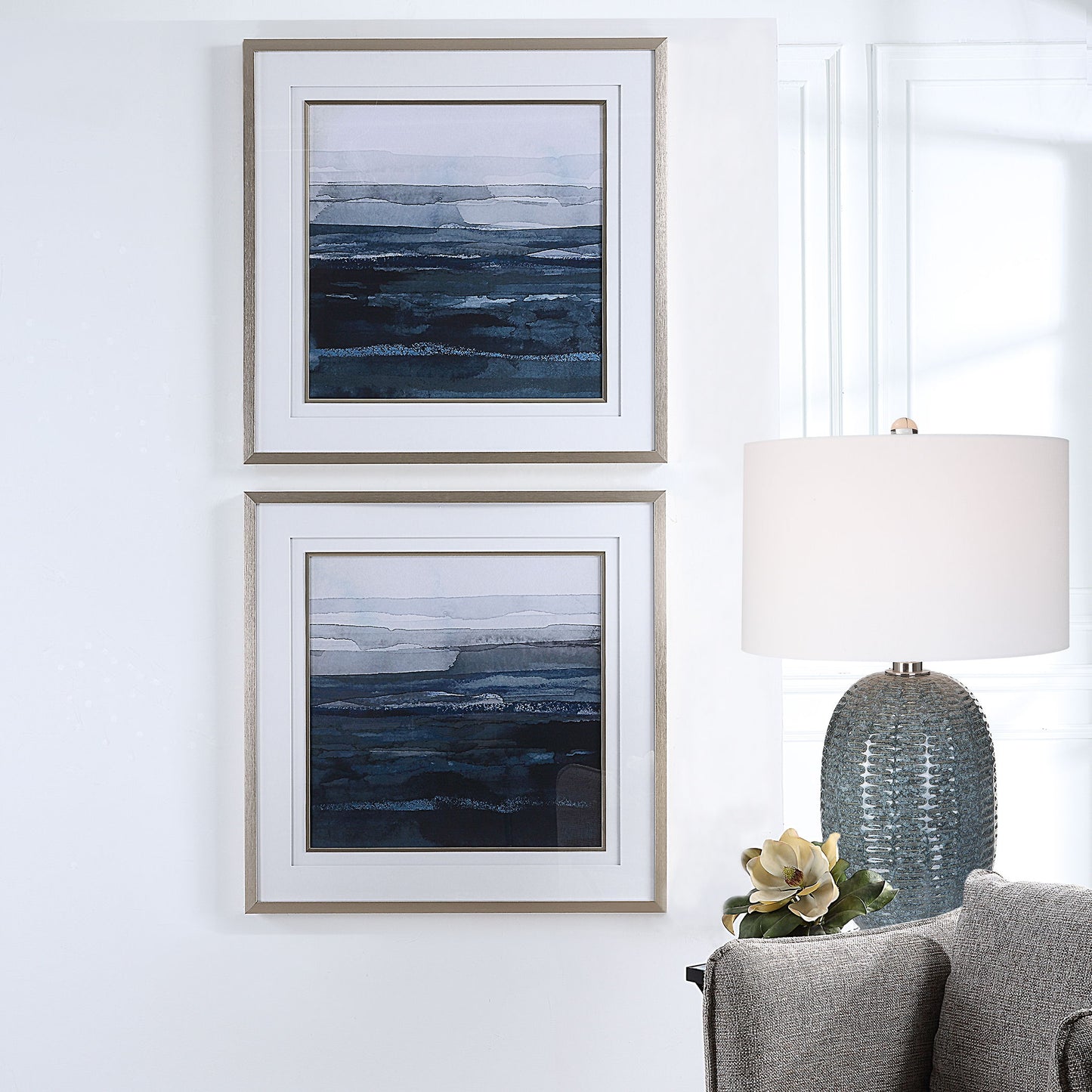 Rising Blue - Abstract Framed Prints (Set of 2)