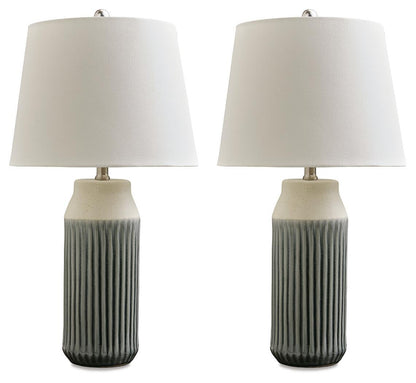 Afener - Ceramic Table Lamp (Set of 2) - Blue / Beige