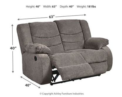 Tulen - Reclining Loveseat - Gray